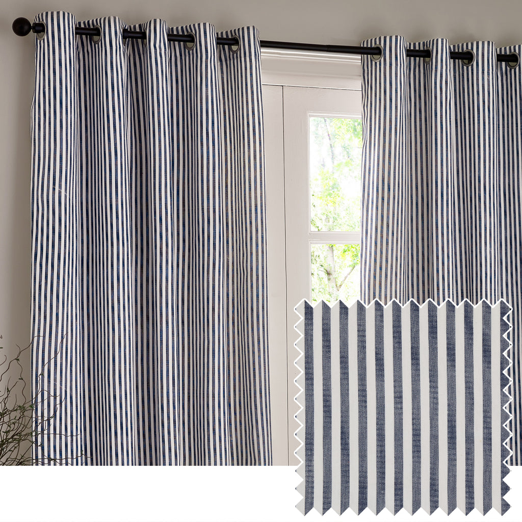 The Linen Yard Hebden Stripe Eyelet Curtains