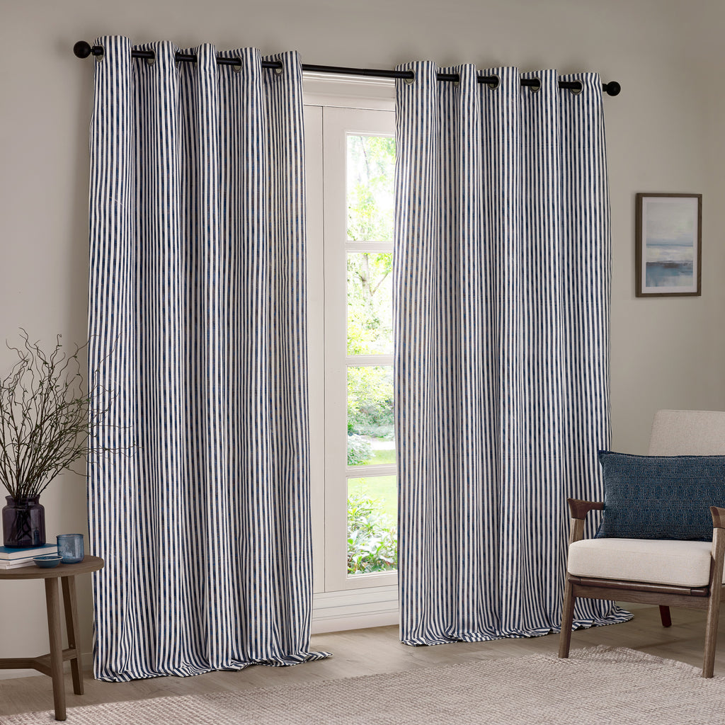 The Linen Yard Hebden Stripe Eyelet Curtains