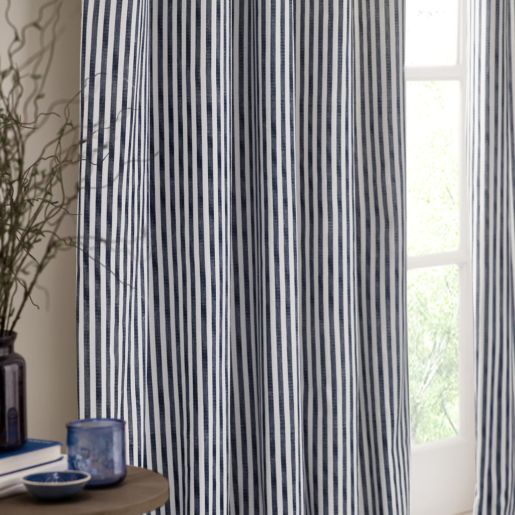 The Linen Yard Hebden Stripe Eyelet Curtains