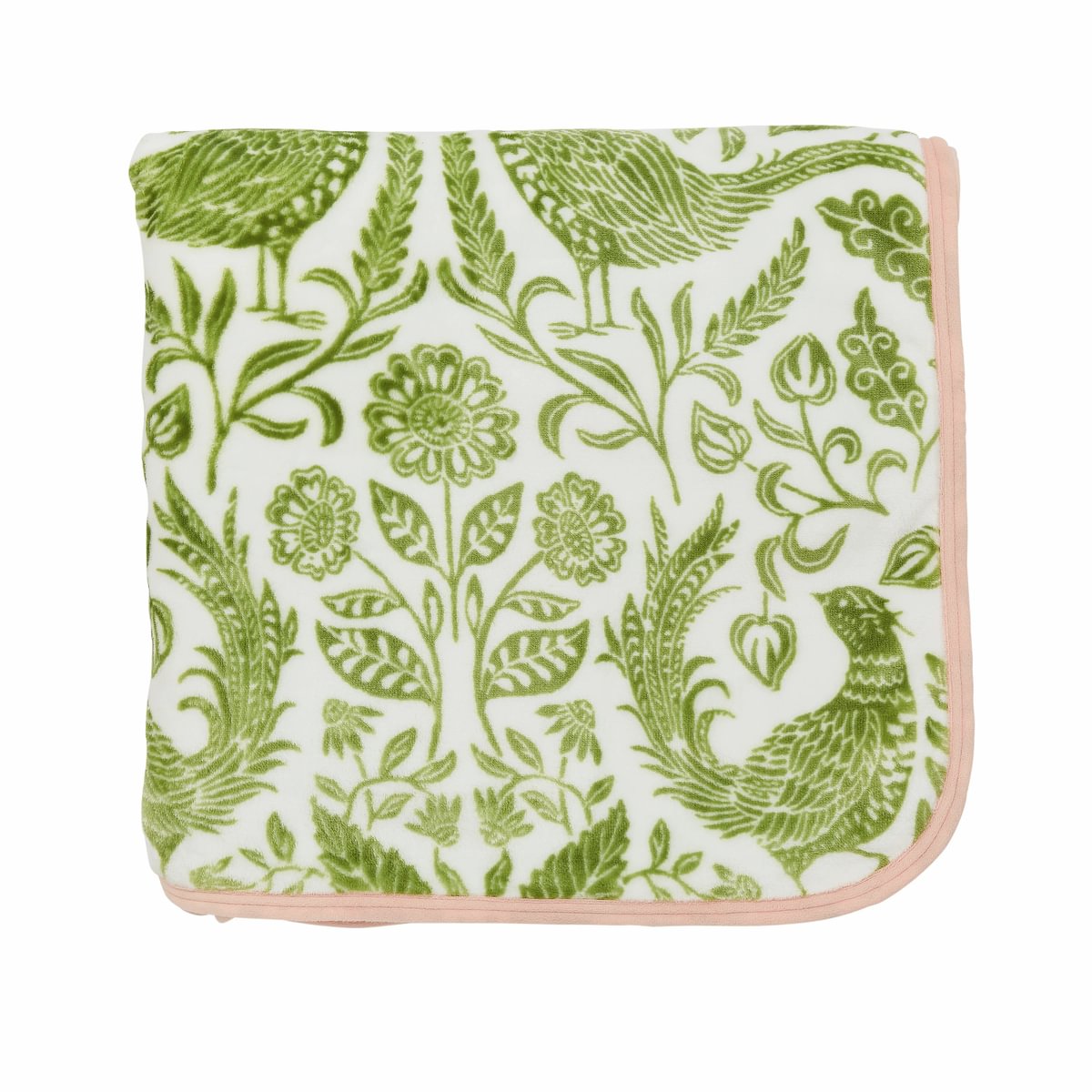 Harvest Moon by Helena Springfield Pheasant Green/Pink 140cm x 180cm Fleece Throw