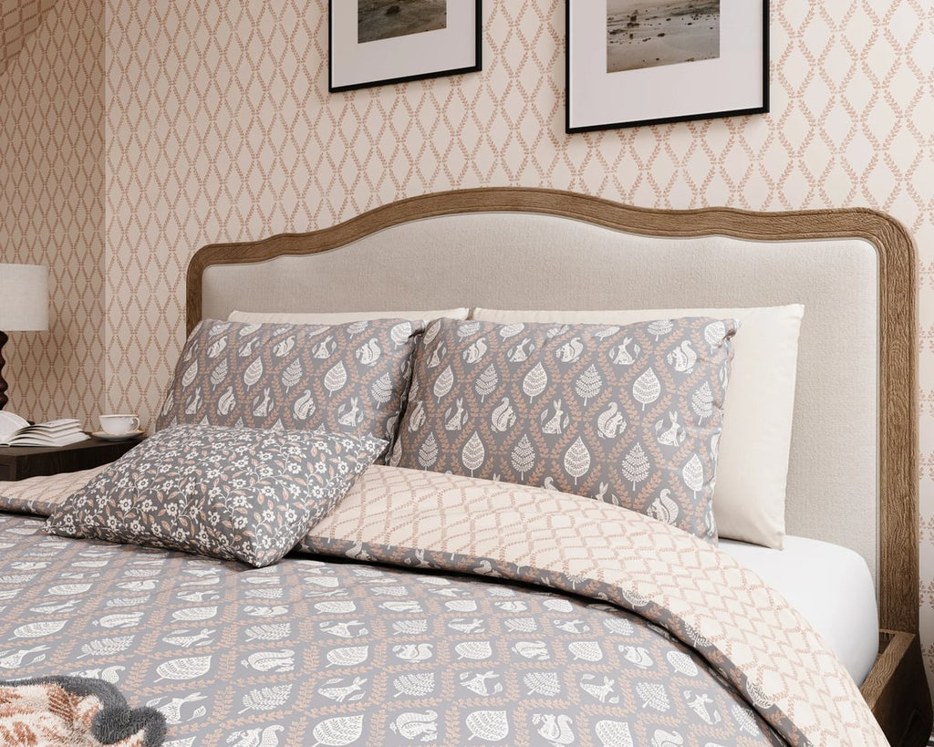 Harvest Moon by Helena Springfield Woodland Trellis Graphite/Copper Duvet Set