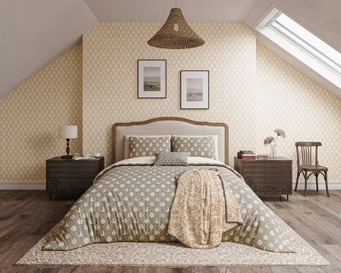 Harvest Moon by Helena Springfield Woodland Trellis Graphite/Copper Duvet Set