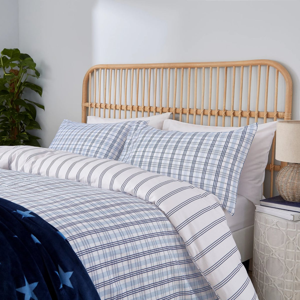 Helena Springfield Long Island Jones Check 100% Brushed Cotton Navy Duvet Set