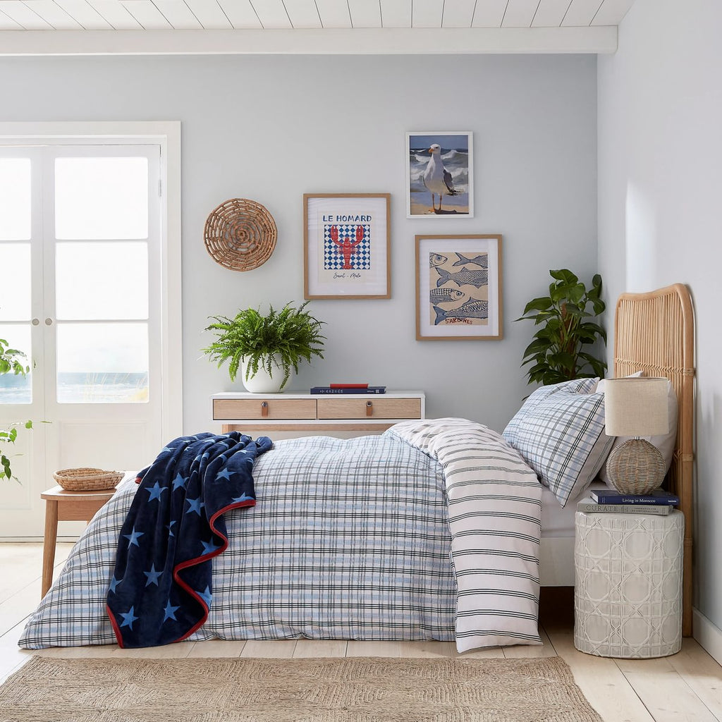 Helena Springfield Long Island Jones Check 100% Brushed Cotton Navy Duvet Set