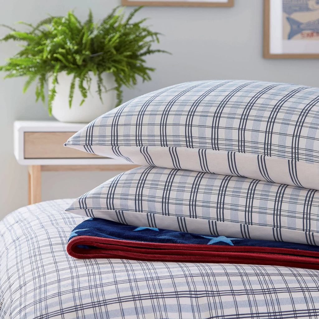 Helena Springfield Long Island Jones Check 100% Brushed Cotton Navy Duvet Set