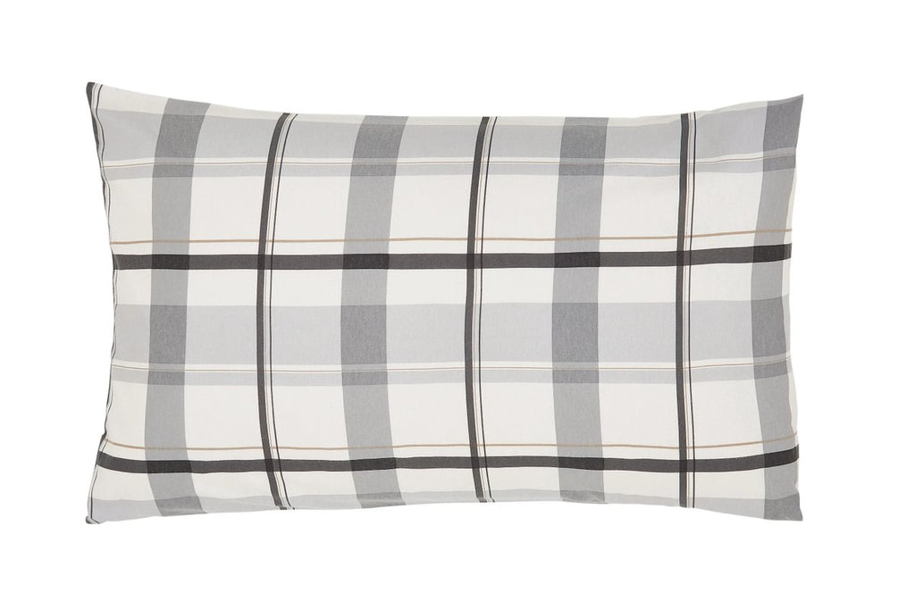 Helena Springfield Long Island Hudson Check 100% Brushed Cotton Charcoal & Linen Duvet Set