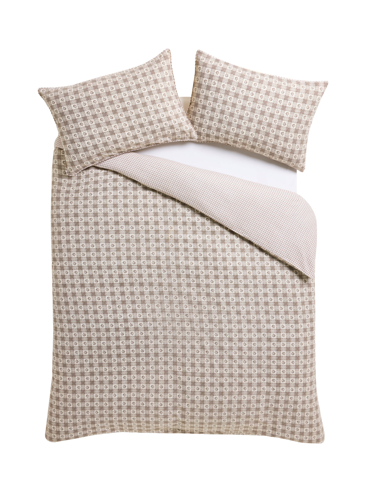 Laura Ashley Hartley Check Dark Truffle Brown 100% Brushed Cotton Duvet Set