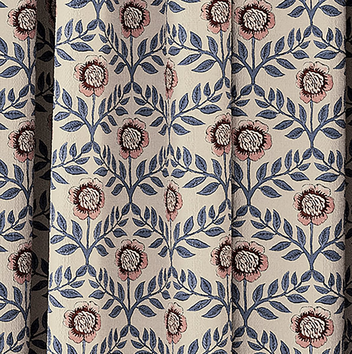 Joules Floral Foulard Lined Blackout 6" Tape Top Pencil Pleat Curtains