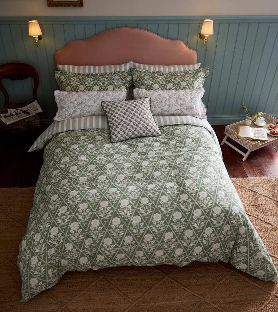 Joules Juliette Stamp Green Duvet Set