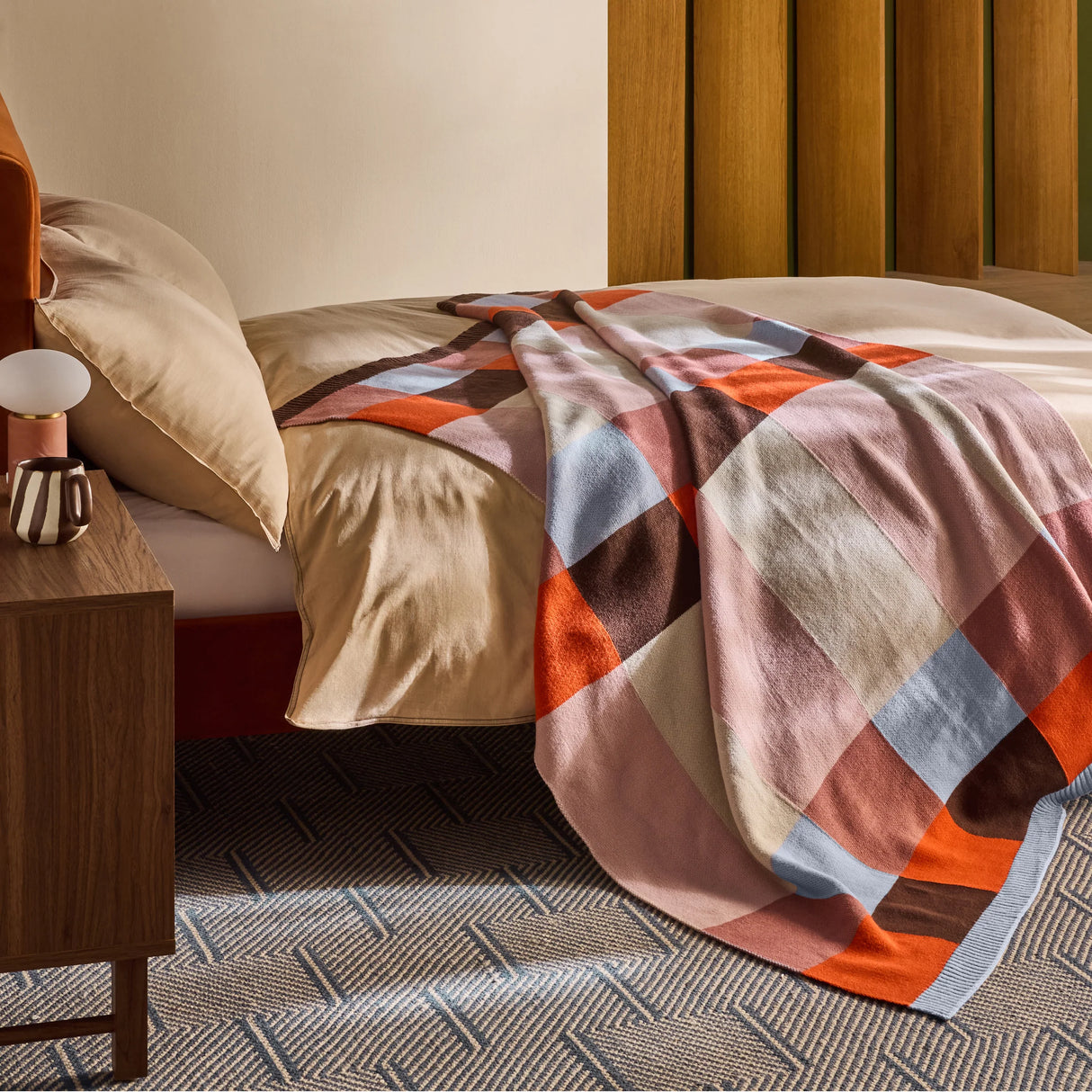 Made Keava Orange 130cm x 180cm Knitted Throw