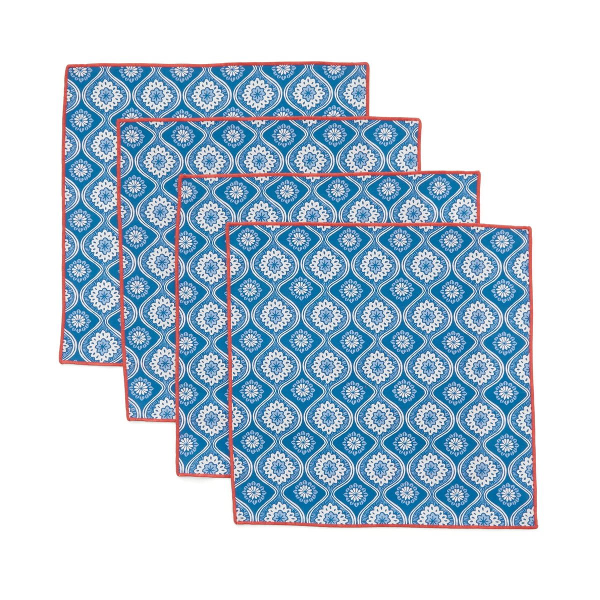 Land & Shore Achill Blue/Red Cotton Napkins Pack of 4