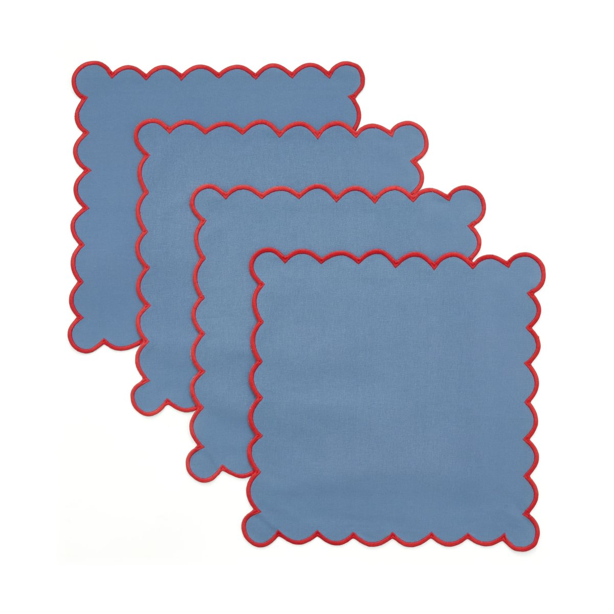 Land & Shore Achill Blue/Red Cotton Napkins Pack of 4