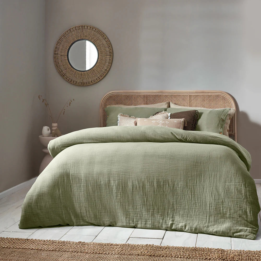 The Linen Yard Lark Cotton Muslin Duvet Set