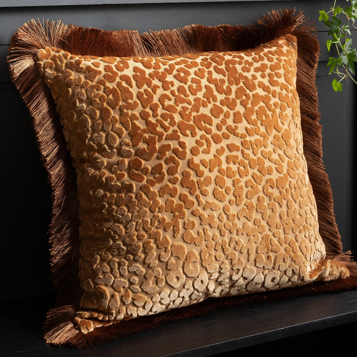 Rockett St George Leopard Love Cut Velvet 50cm x 50cm Polyester Filled Cushion