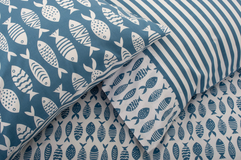 Lobster Creek Big Fish Little Fish Multi Duvet Set