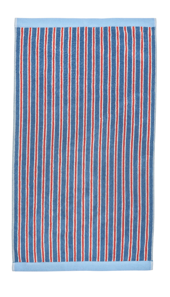 Land & Shore Causeway Stripe Blue/Red 100% BCI Cotton 500gsm Towels