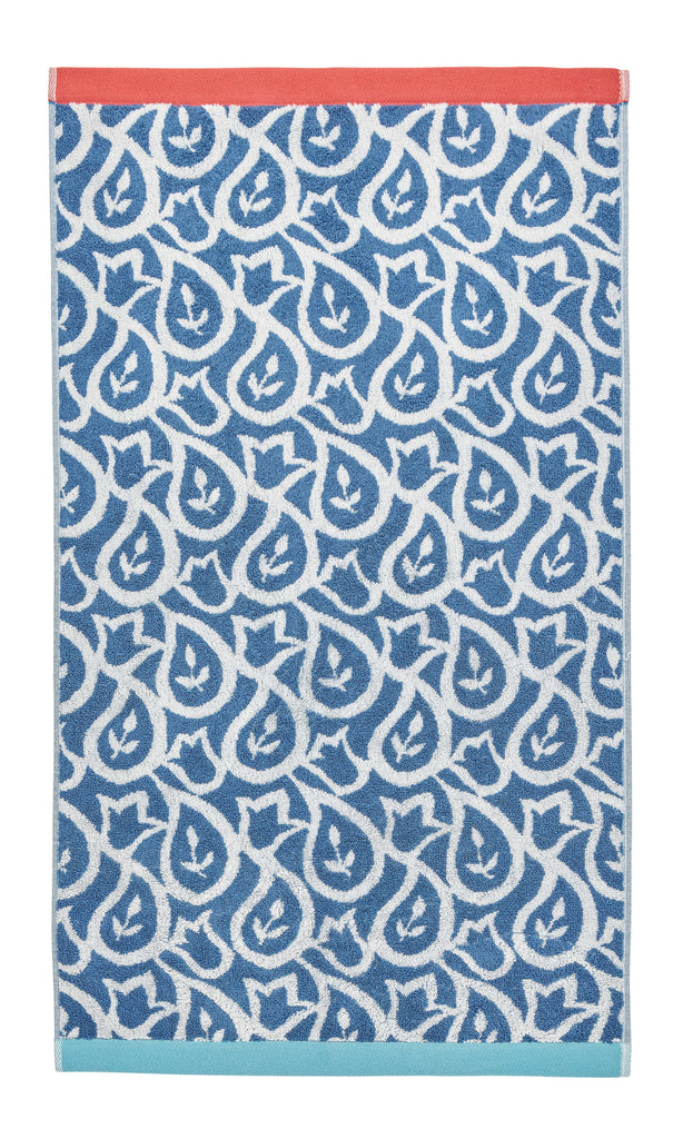 Land & Shore Corie Blue/Red 100% BCI Cotton 500gsm Towels