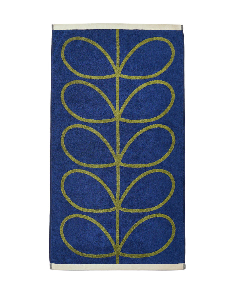 Orla Kiely Linear Stem Navy-Olive 100% Cotton 580gsm Towels