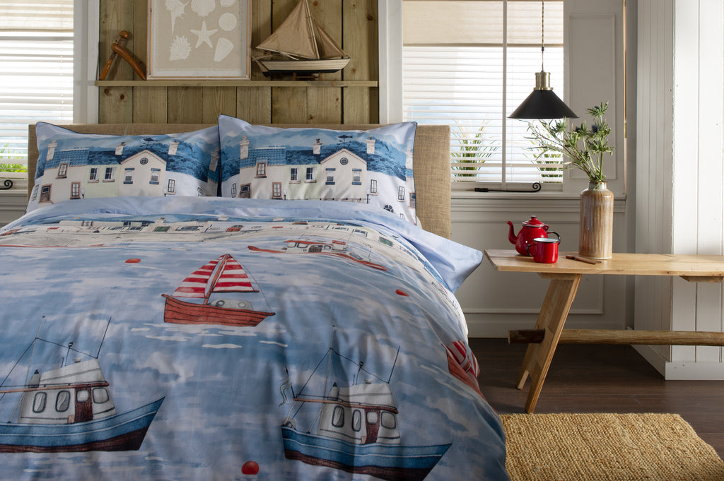 Lobster Creek Fishing Village Duvet Set