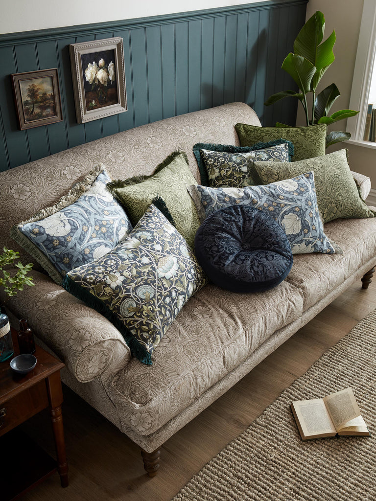William Morris at Home Lodden Blue Microfibre Filled Cushion