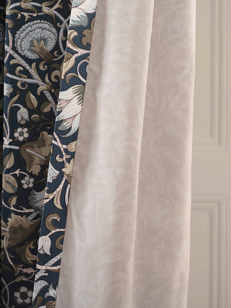 William Morris at Home Lodden Prussian Blue Lined Eyelet Curtains