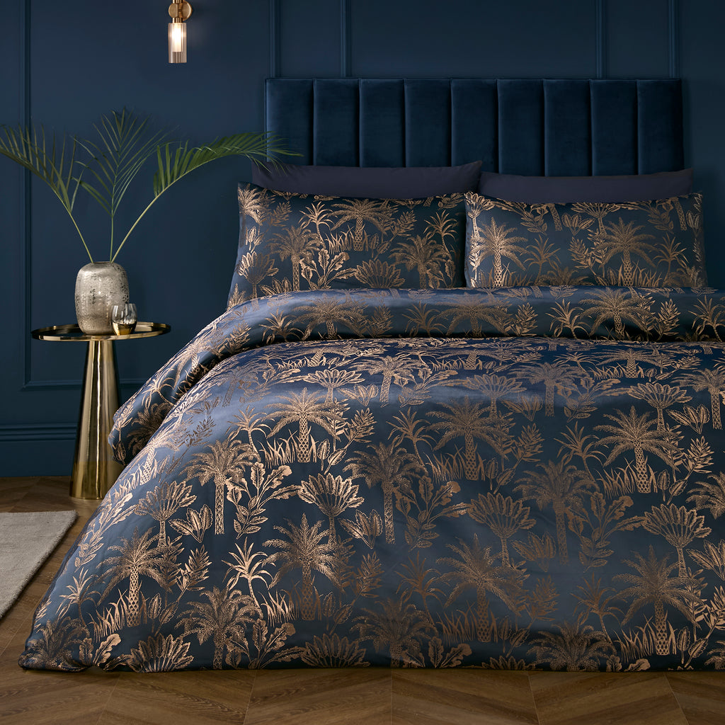 Soiree Midnight Palm Navy Duvet Set