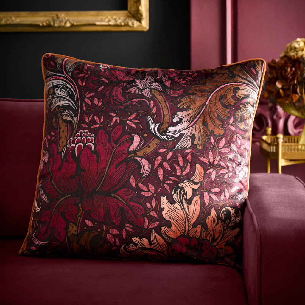 Laurence Llewelyn Bowen Morris Major Chintz Burgundy 55cm x 55cm Polyester Filled Cushion