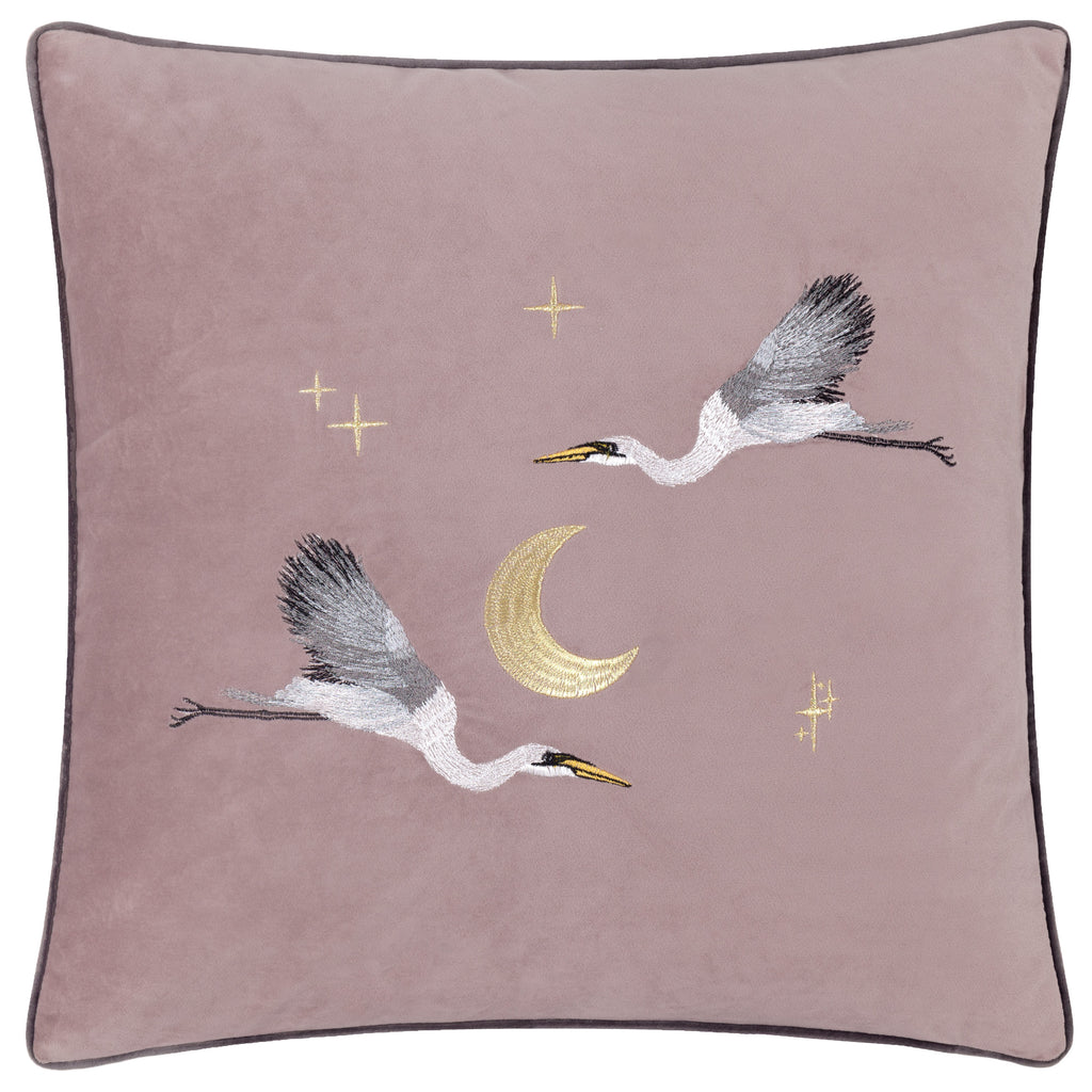 Paoletti Moonlit Flight Embroidered Velvet 45cm x 45cm Polyester Filled Cushion