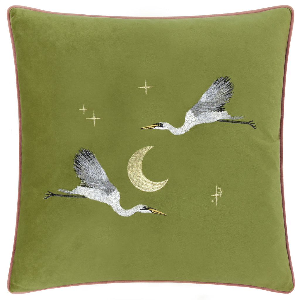 Paoletti Moonlit Flight Embroidered Velvet 45cm x 45cm Polyester Filled Cushion