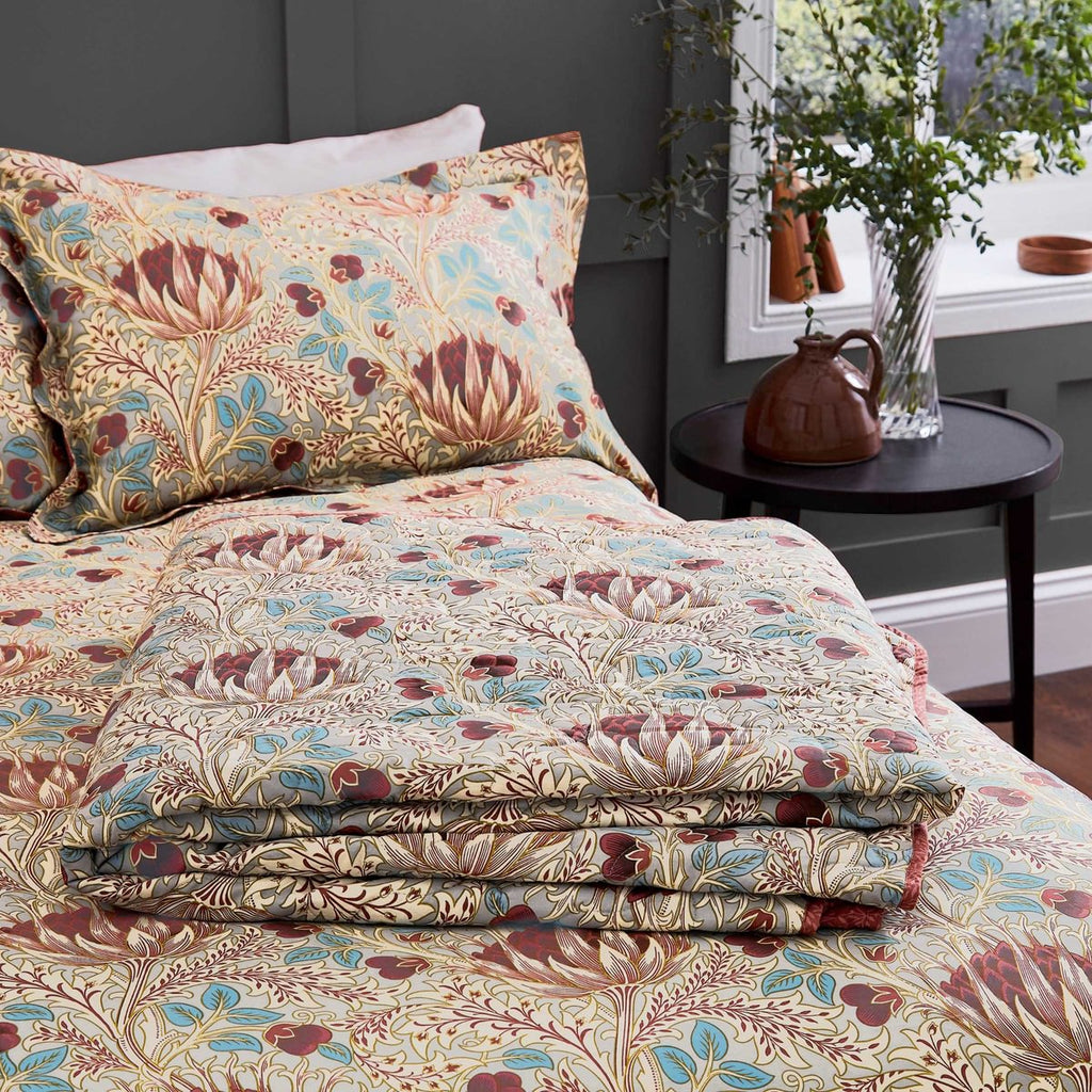 Morris & Co Artichoke Dove Grey & Wine Duvet Set