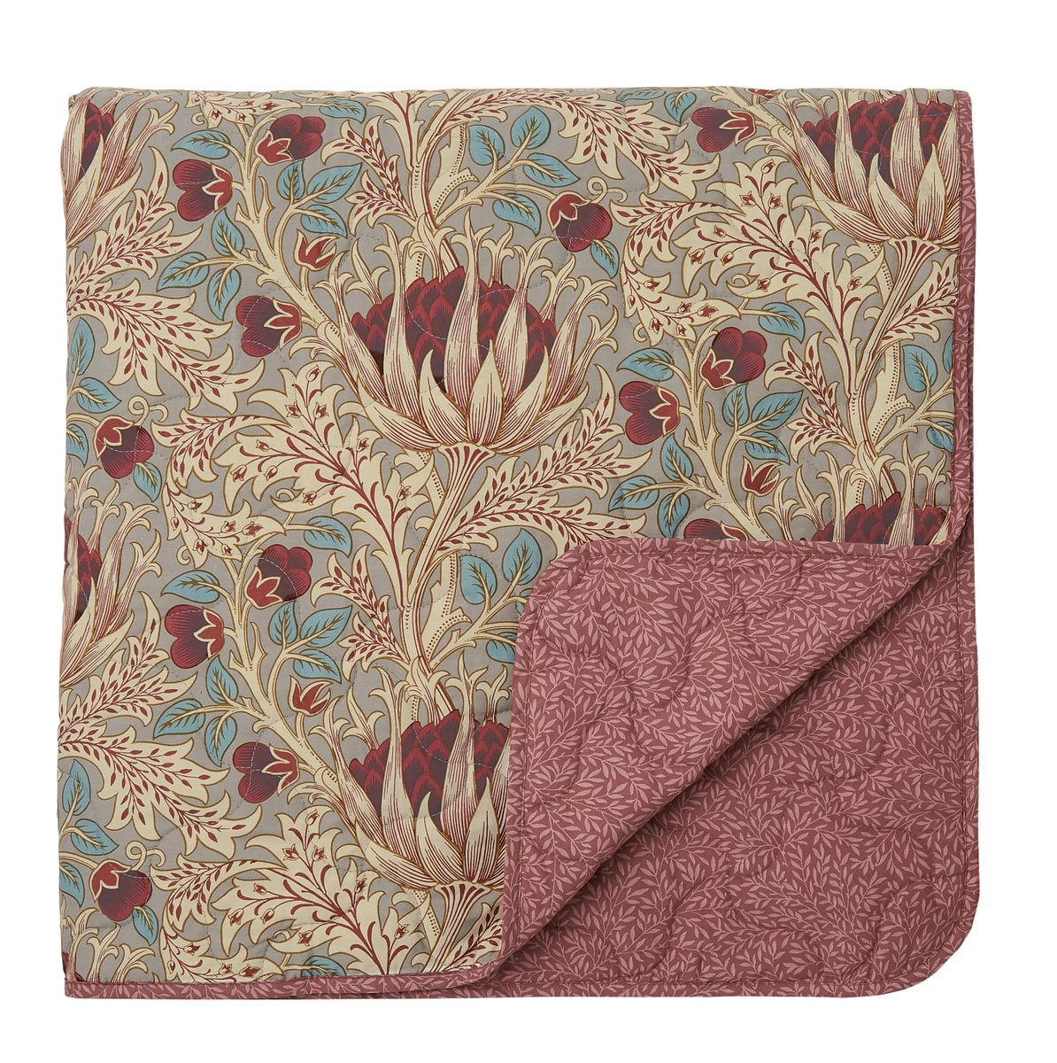 Morris & Co Artichoke Dove Grey & Wine Duvet Set