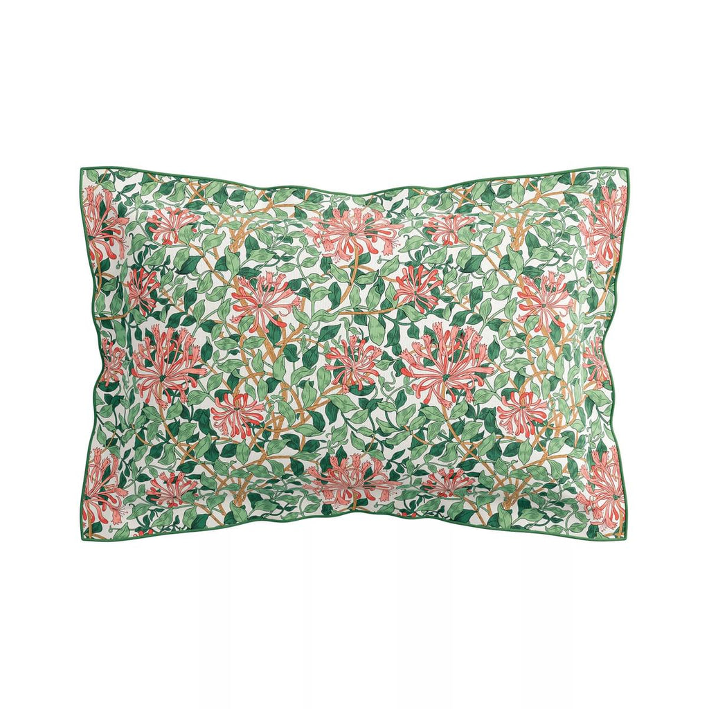 Morris & Co Honeysuckle Evergreen & Coral Duvet Set