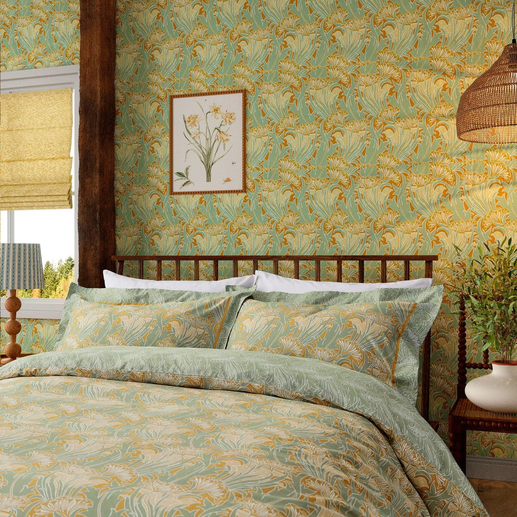 Morris & Co Laceflower Tobacco/Pistachio Duvet Set