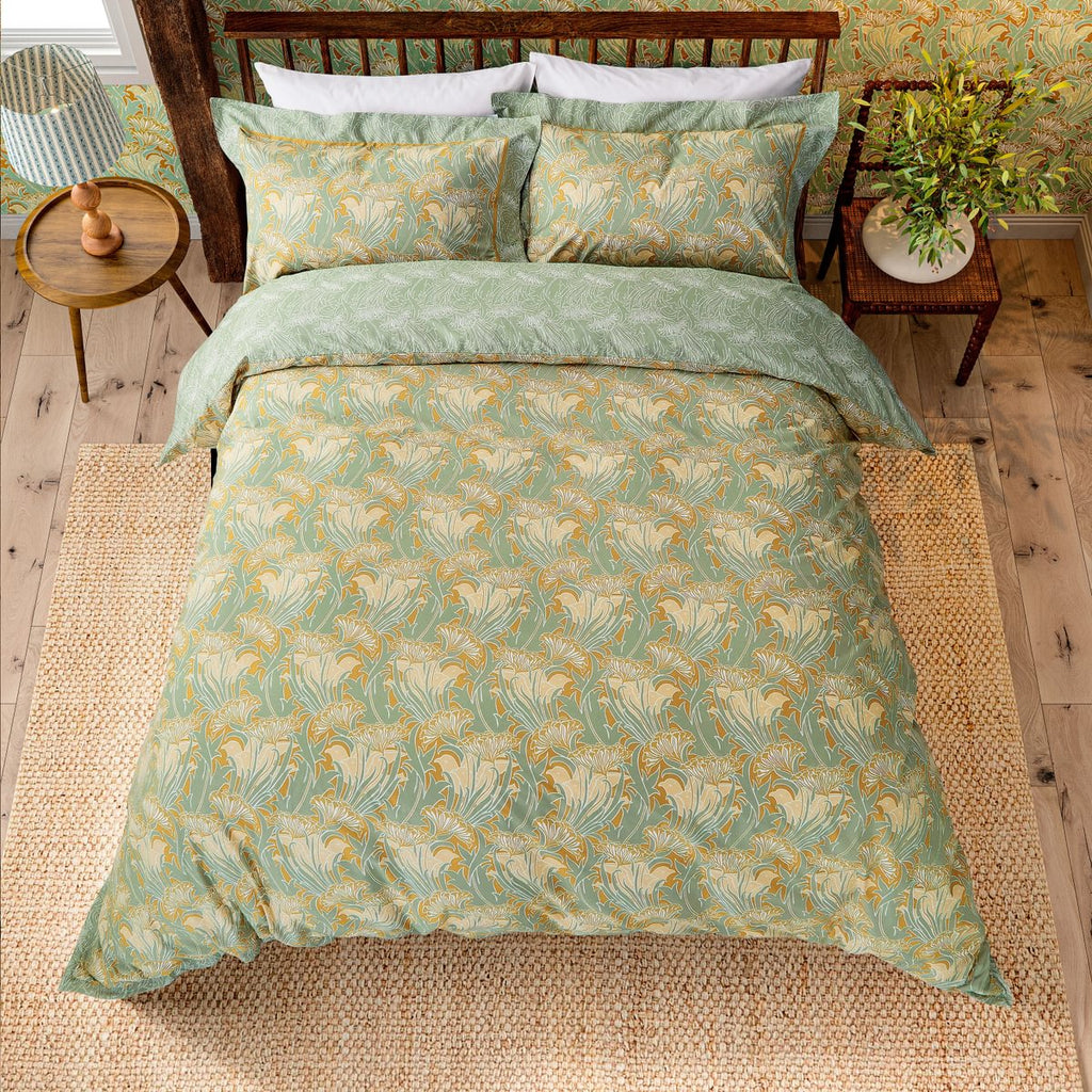 Morris & Co Laceflower Tobacco/Pistachio Duvet Set