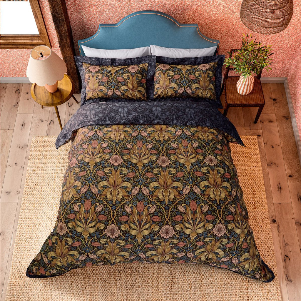 Morris & Co Spring Thicket Old Fashioned Blue Duvet Set