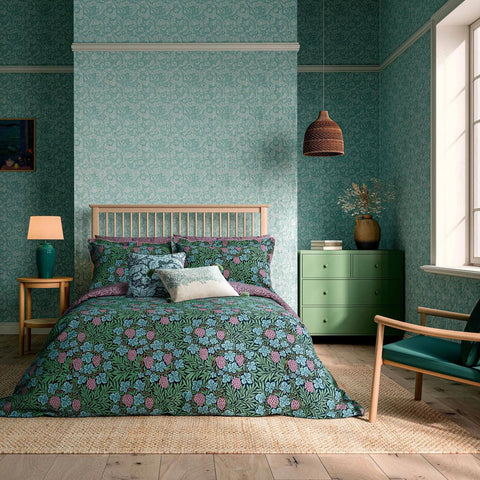 Morris & Co Vine Teal & Lilac Duvet Set