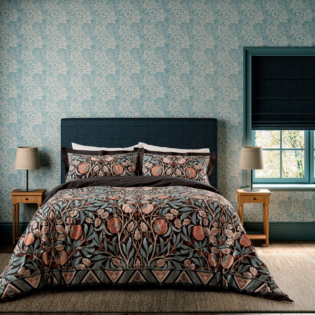 Morris & Co & V&A Olive & Rose Indigo & Blush Duvet Set