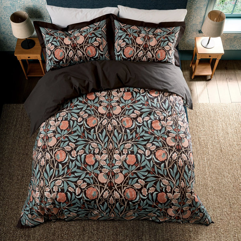 Morris & Co & V&A Olive & Rose Indigo & Blush Duvet Set