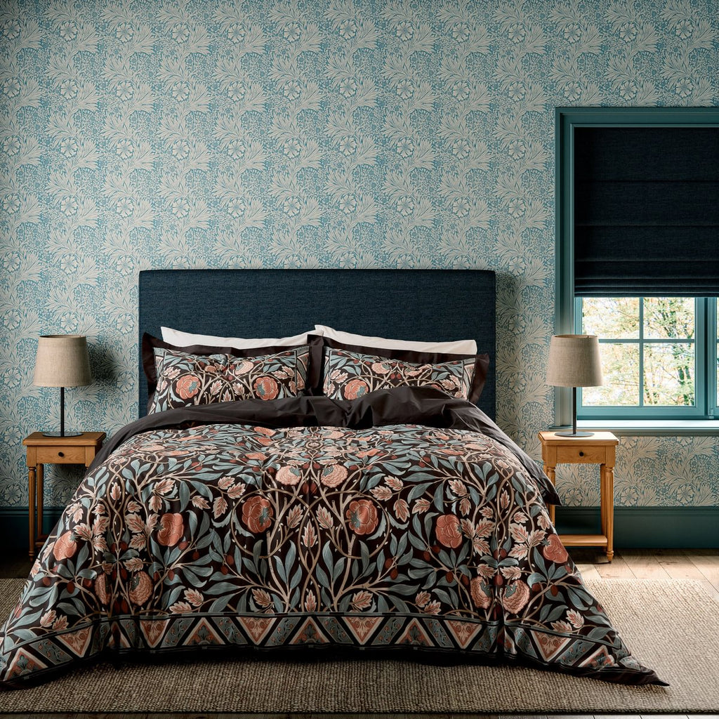 Morris & Co & V&A Olive & Rose Indigo & Blush Duvet Set