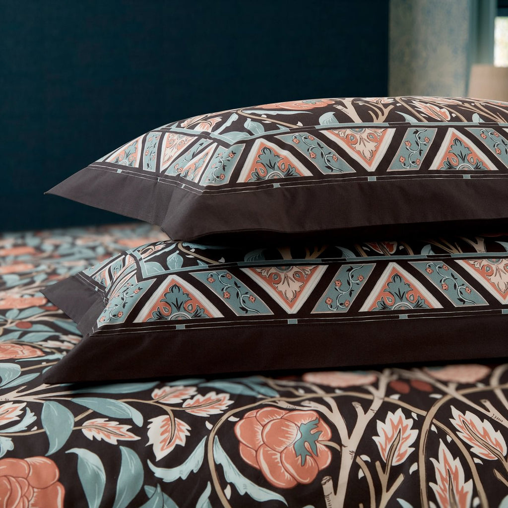 Morris & Co & V&A Olive & Rose Indigo & Blush Duvet Set