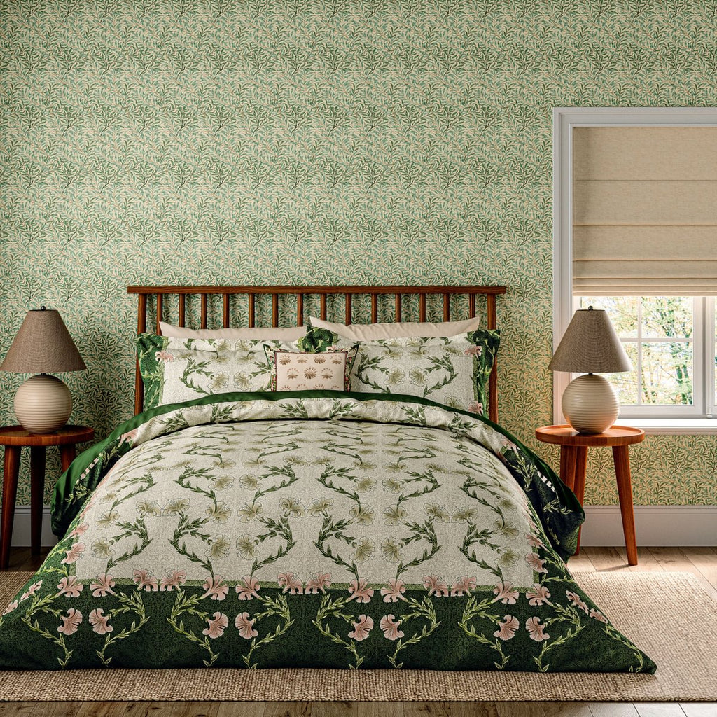 Morris & Co & V&A Scrolling Carnation Olive & Ivory Duvet Set