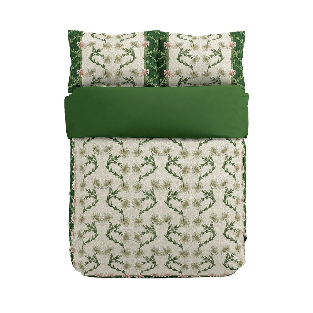 Morris & Co & V&A Scrolling Carnation Olive & Ivory Duvet Set