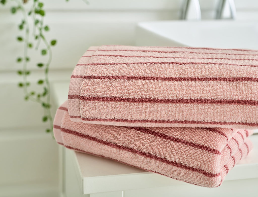 Deyongs Malmo Stripe 100% Cotton 480gsm Pink/Rose Towels