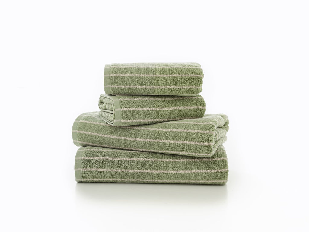 Deyongs Malmo Stripe 100% Cotton 480gsm Sage/Biscuit Towels