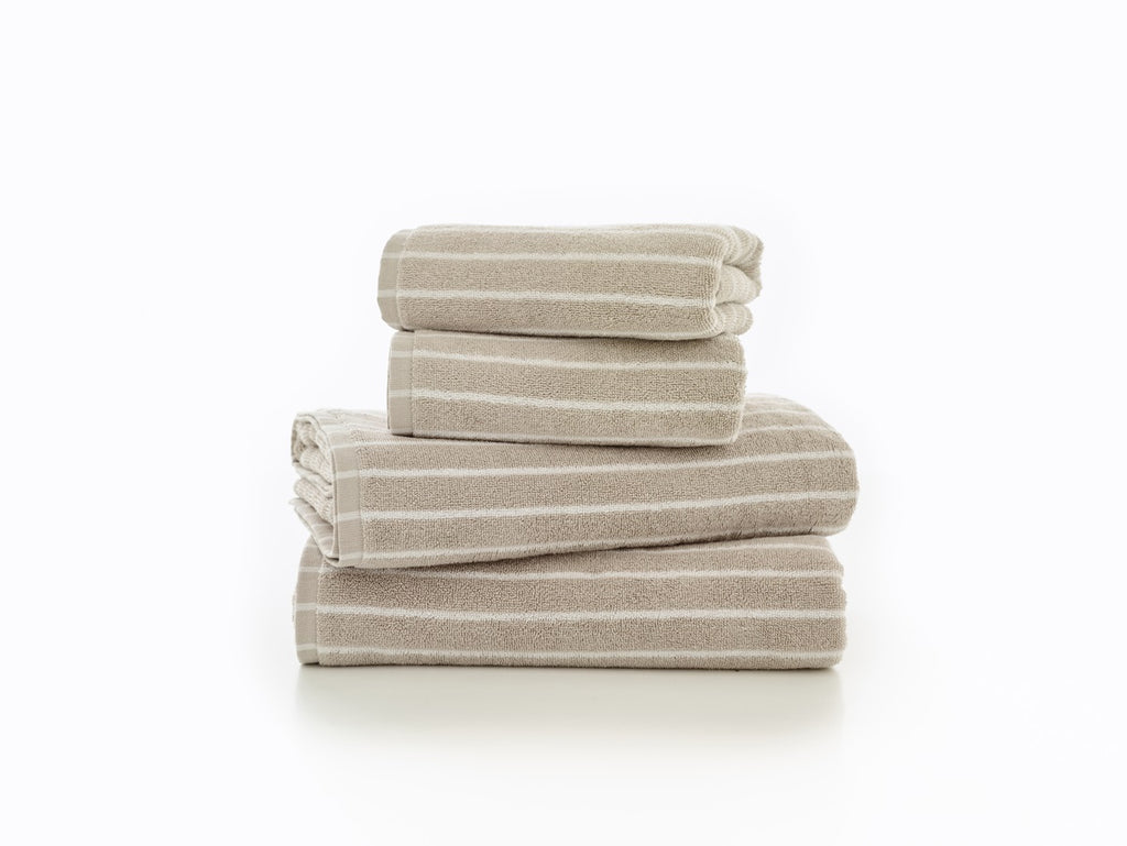 Deyongs Malmo Stripe 100% Cotton 480gsm Stone/White Towels
