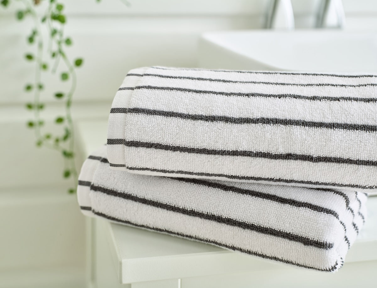 Deyongs Malmo Stripe 100% Cotton 480gsm Grey/White Towels
