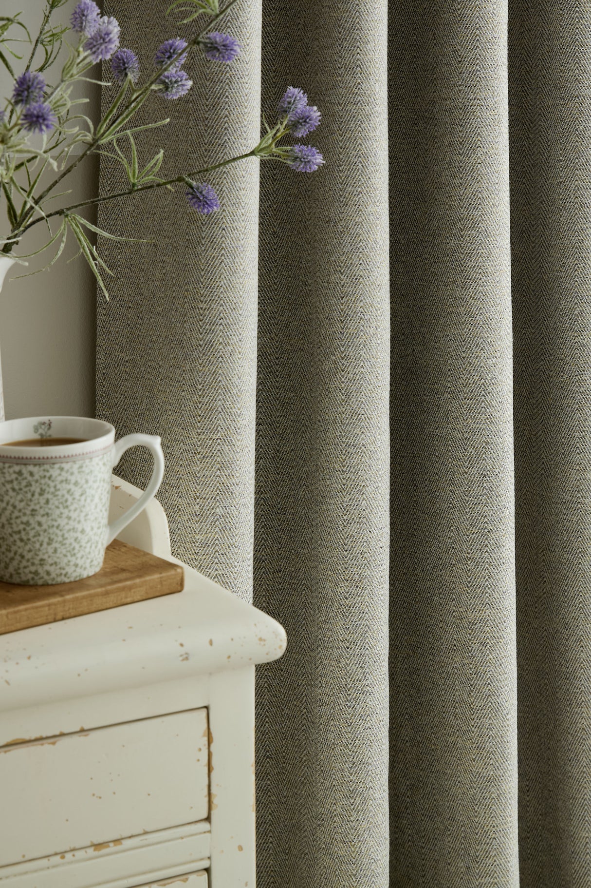 Laura Ashley Milbourne Herringbone Lined Eyelet Curtains