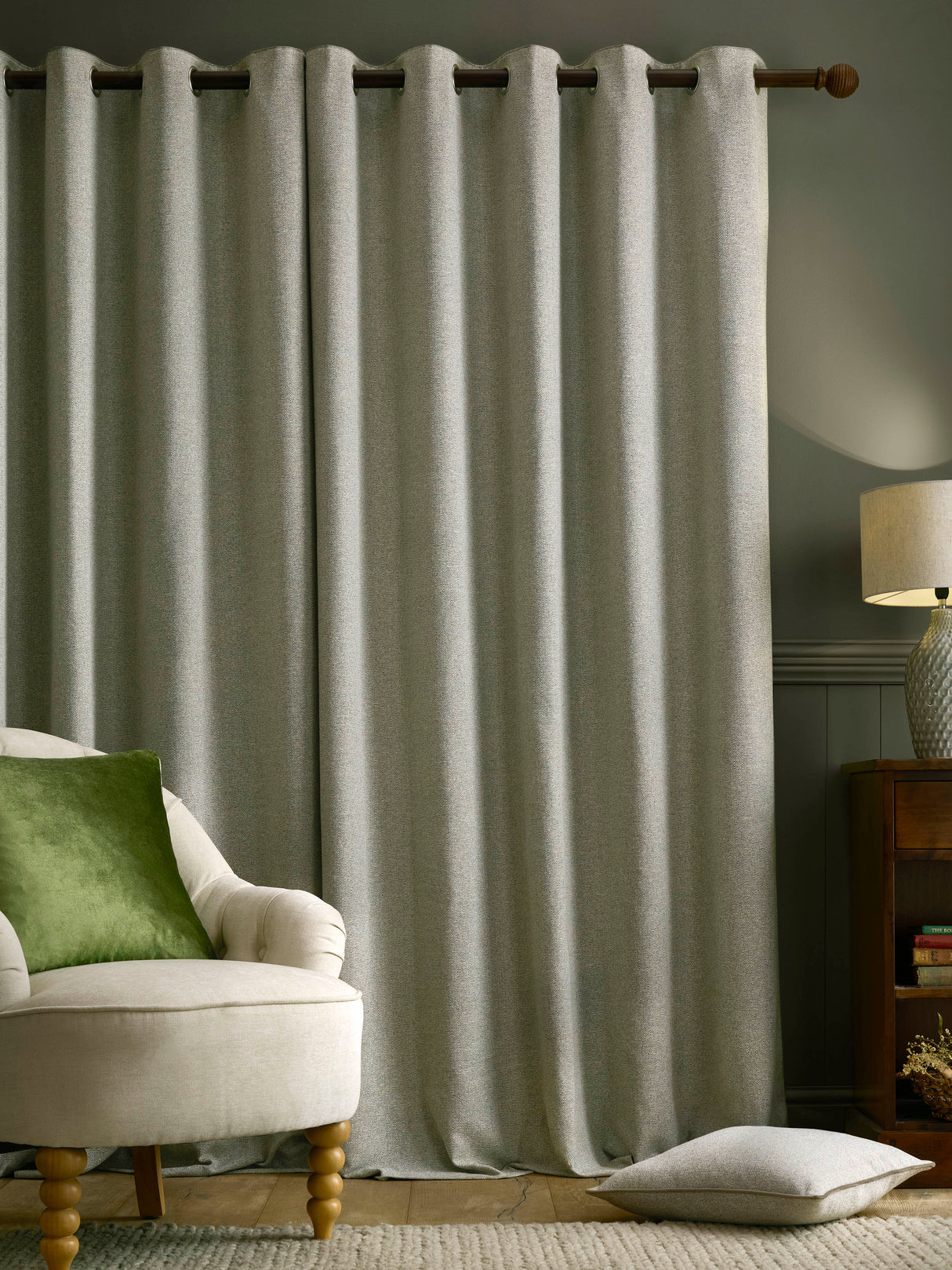 Laura Ashley Milbourne Herringbone Lined Eyelet Curtains