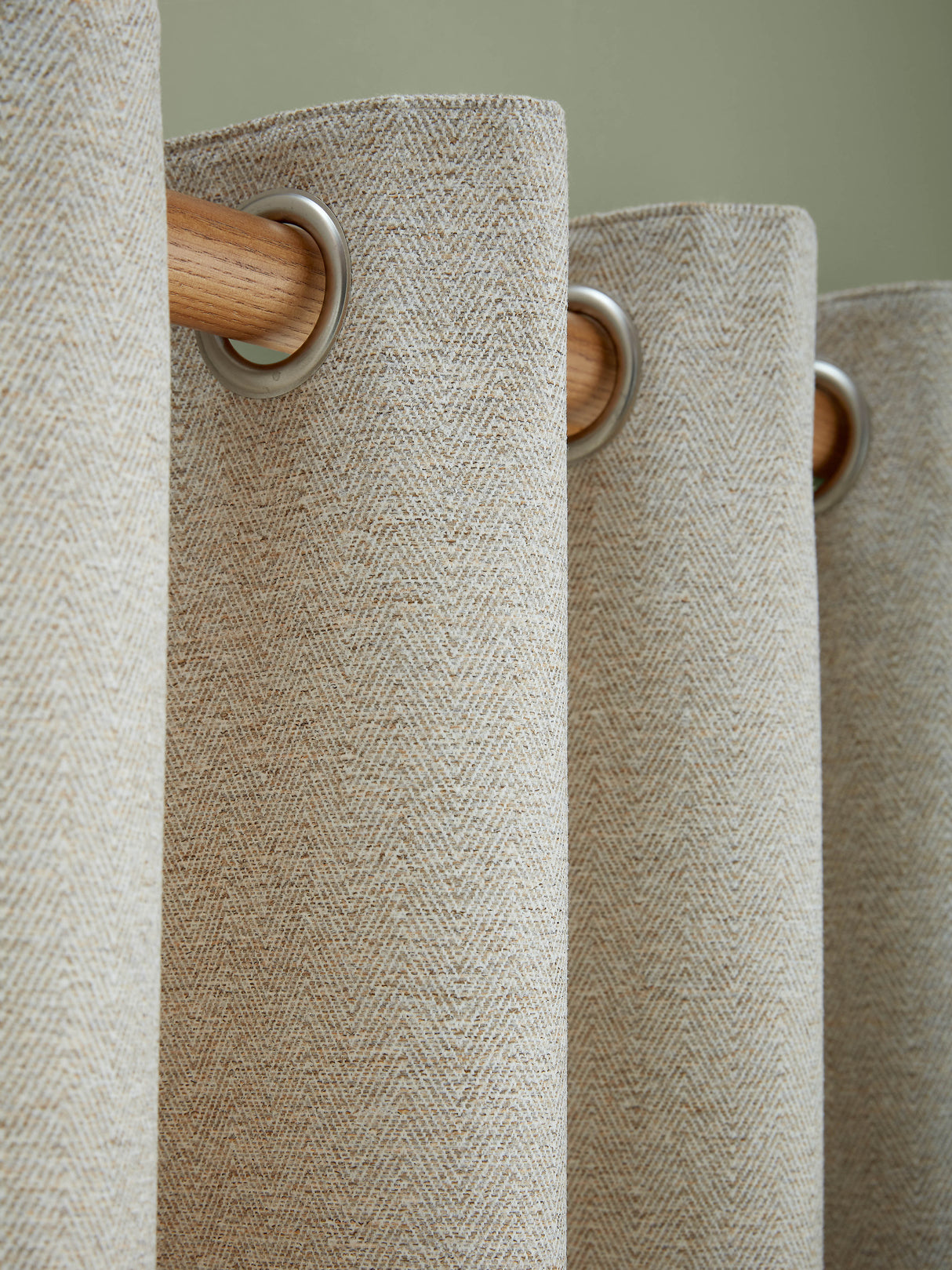 Laura Ashley Milbourne Herringbone Lined Eyelet Curtains