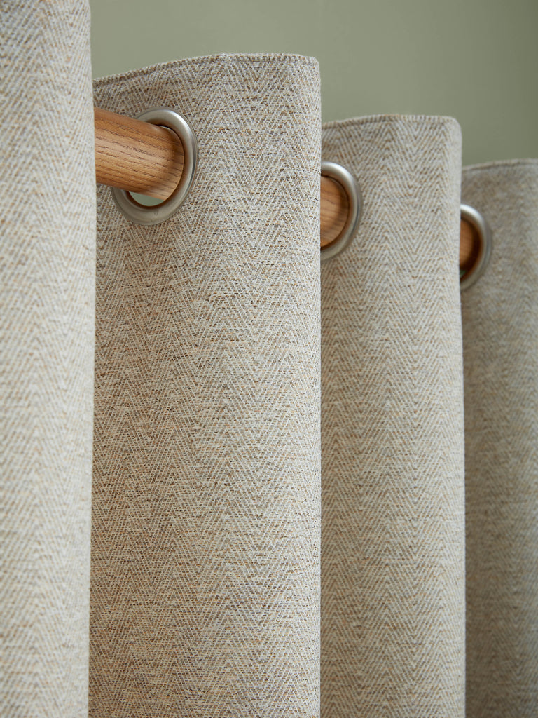 Laura Ashley Milbourne Herringbone Lined Eyelet Curtains